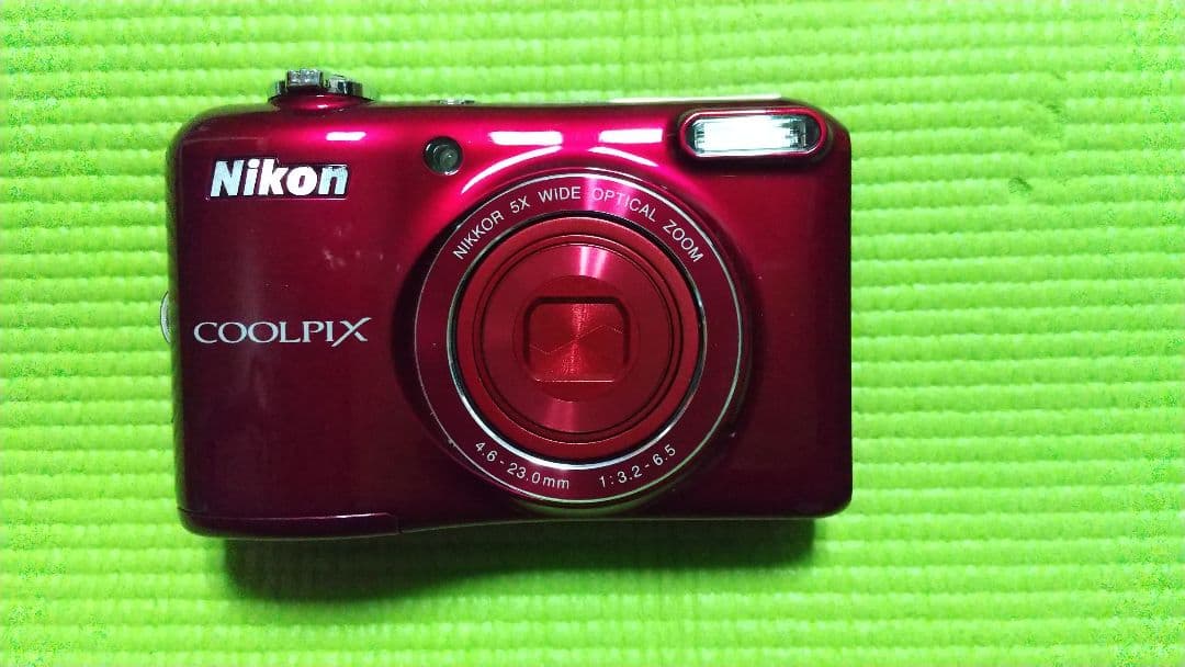 動作確認済 単三電池 NikonCOOLPIX L28レッドSDカード付デジカメ