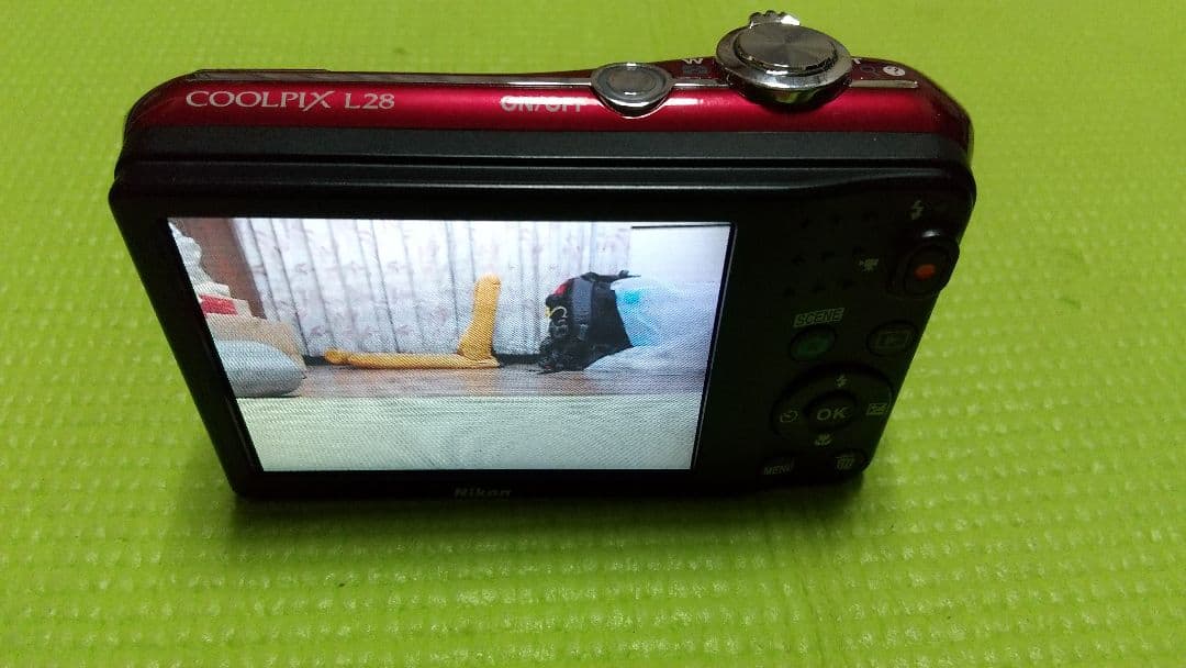 動作確認済 単三電池 NikonCOOLPIX L28レッドSDカード付デジカメ