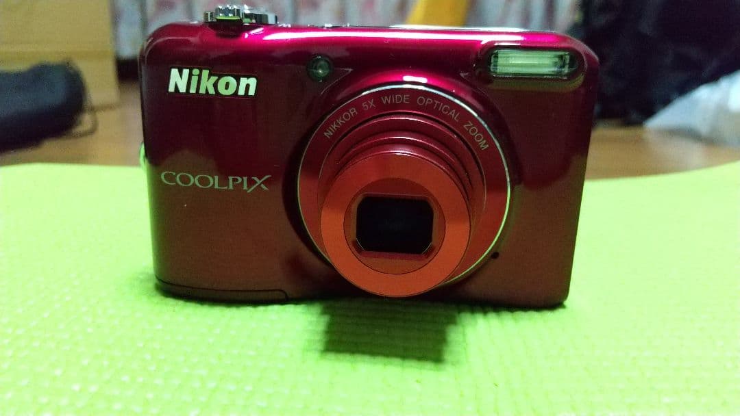 動作確認済 単三電池 NikonCOOLPIX L28レッドSDカード付デジカメ