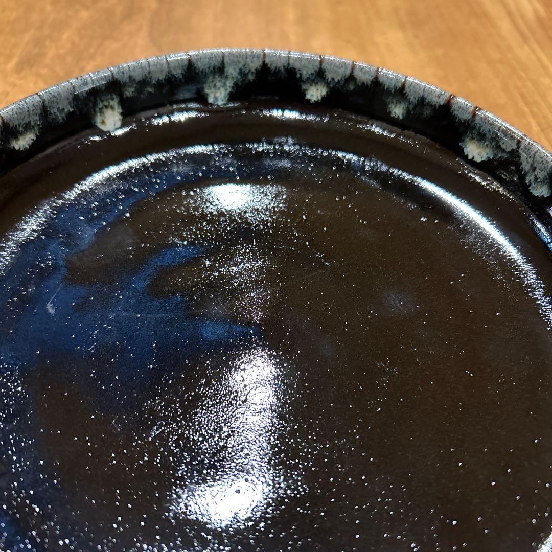 薩摩焼　姶良次郎太窯　黒鉢　浅鉢