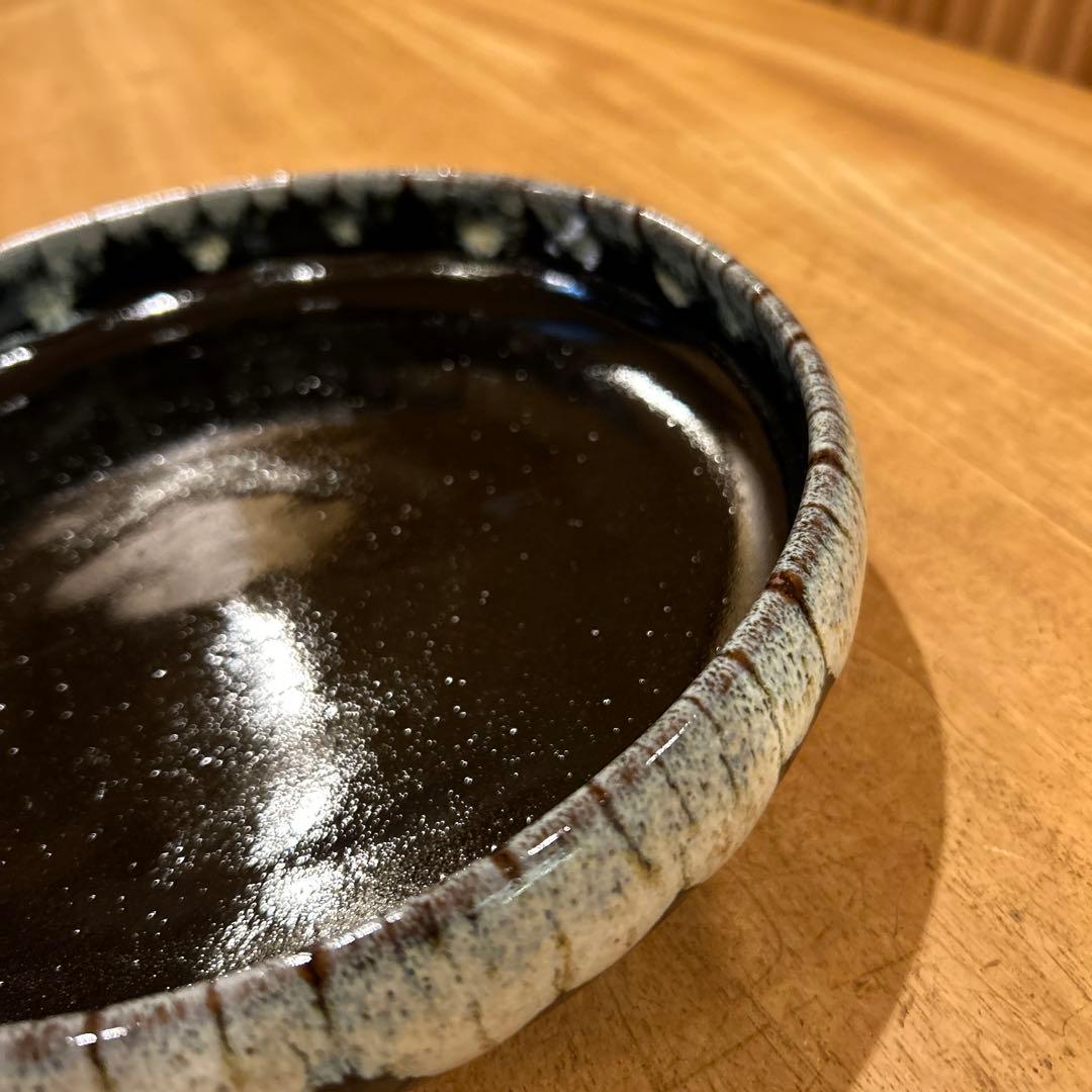 薩摩焼　姶良次郎太窯　黒鉢　浅鉢