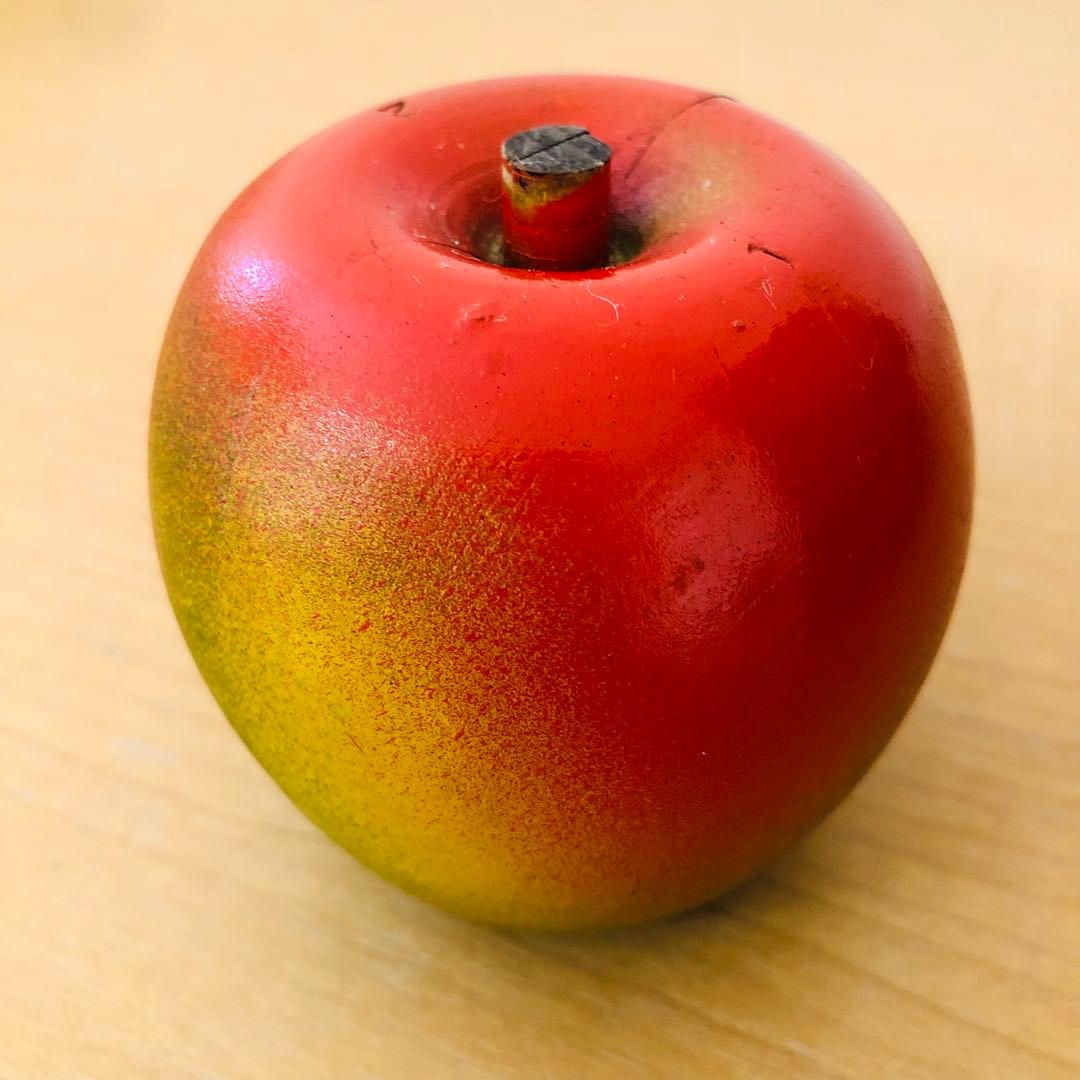 分数説明器　ビンテージ　木製りんご