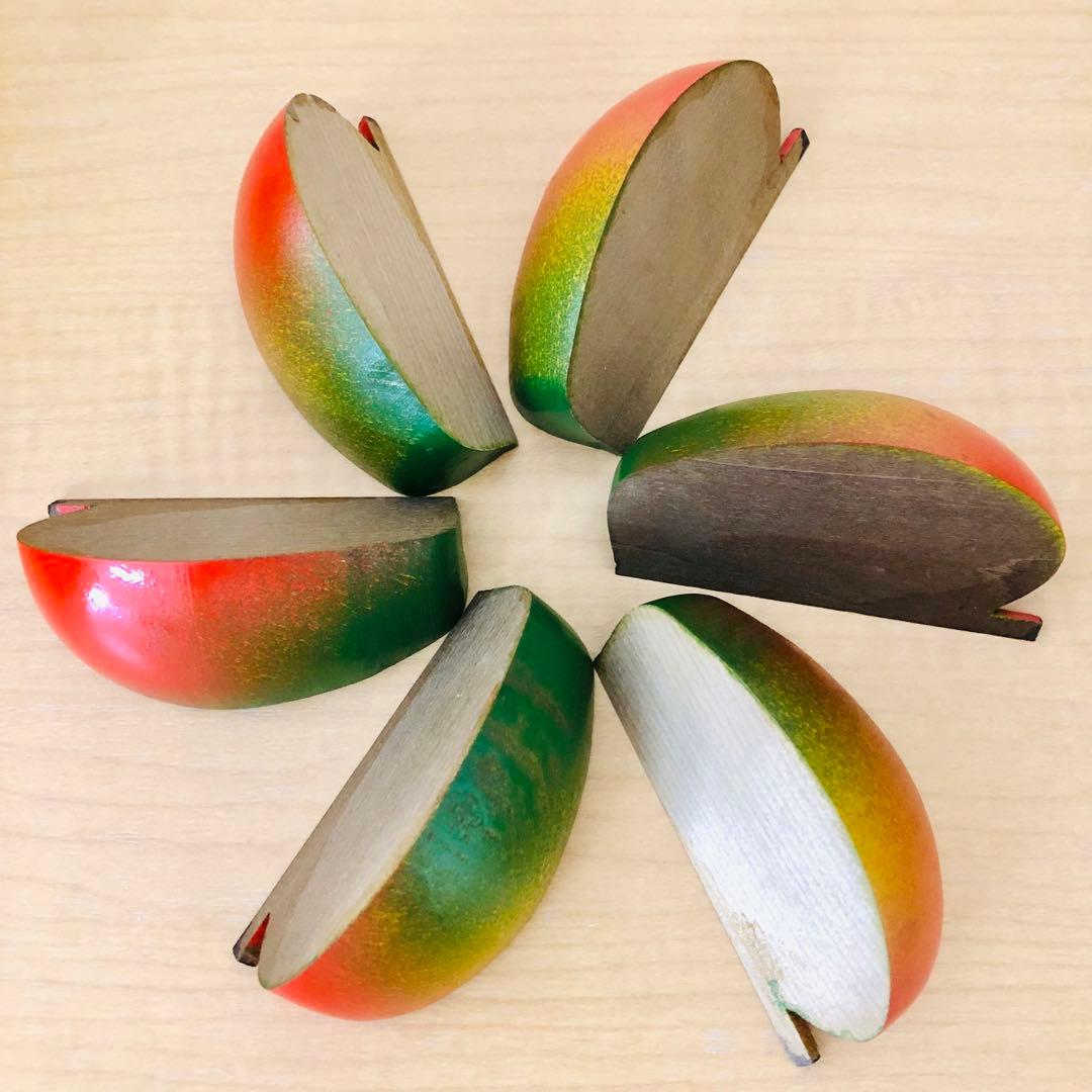 分数説明器　ビンテージ　木製りんご