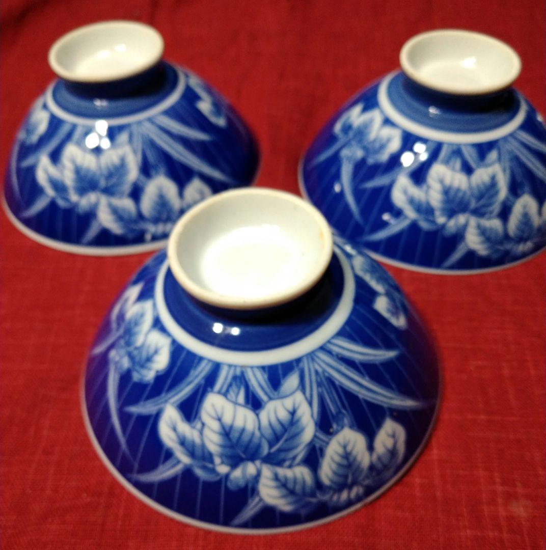 ♥素敵なヴィンテージ品♥高級感漂う鮮やかな有田焼♥染付けコバルトブルー茶碗7皿