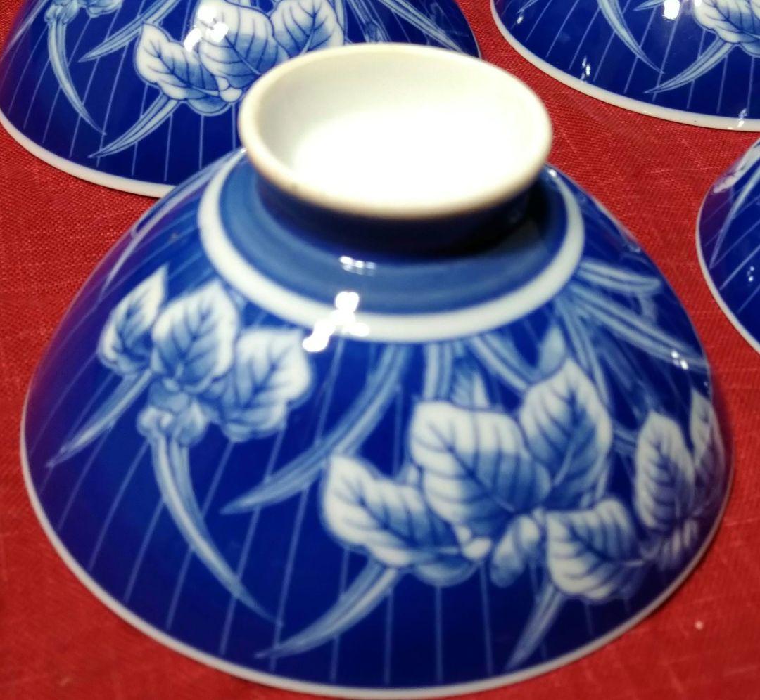 ♥素敵なヴィンテージ品♥高級感漂う鮮やかな有田焼♥染付けコバルトブルー茶碗7皿