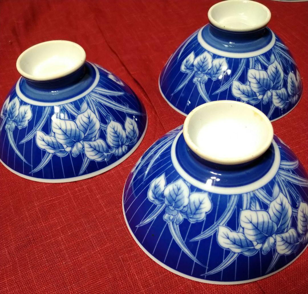 ♥素敵なヴィンテージ品♥高級感漂う鮮やかな有田焼♥染付けコバルトブルー茶碗7皿