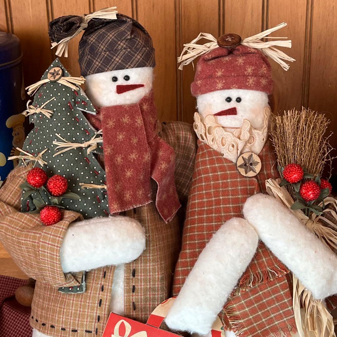カントリードール　クリスマス　スノーマンペア　雑誌掲載ドール現品