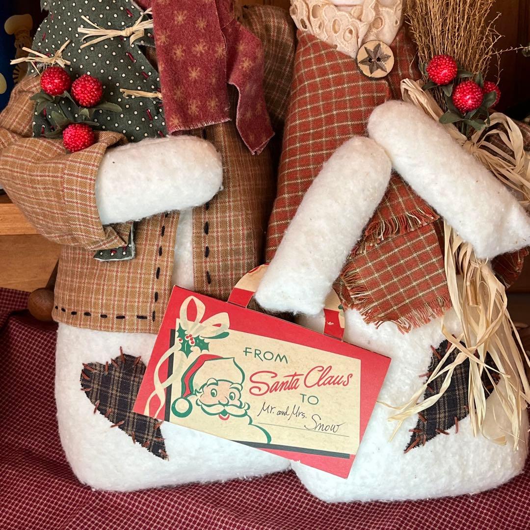 カントリードール　クリスマス　スノーマンペア　雑誌掲載ドール現品