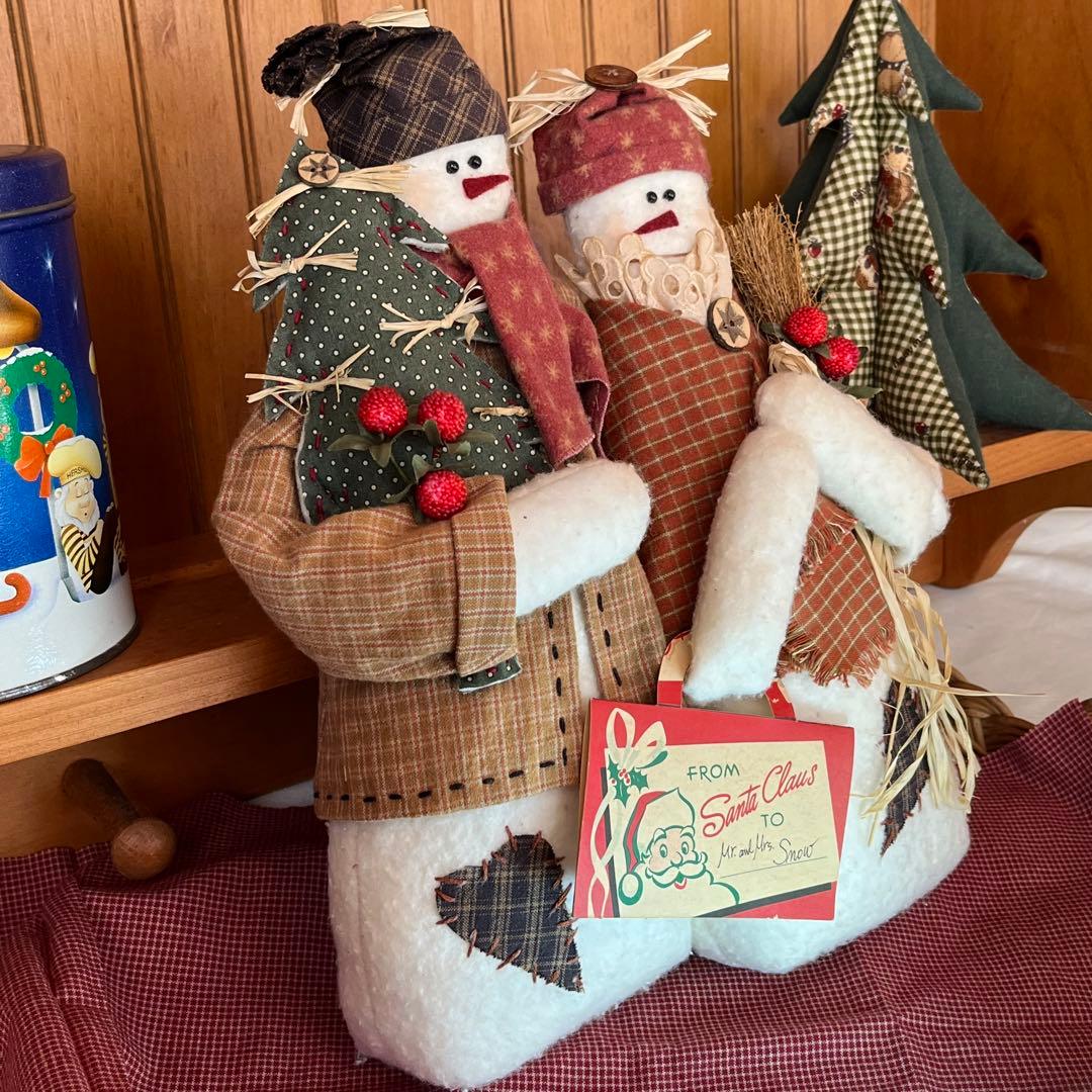 カントリードール　クリスマス　スノーマンペア　雑誌掲載ドール現品