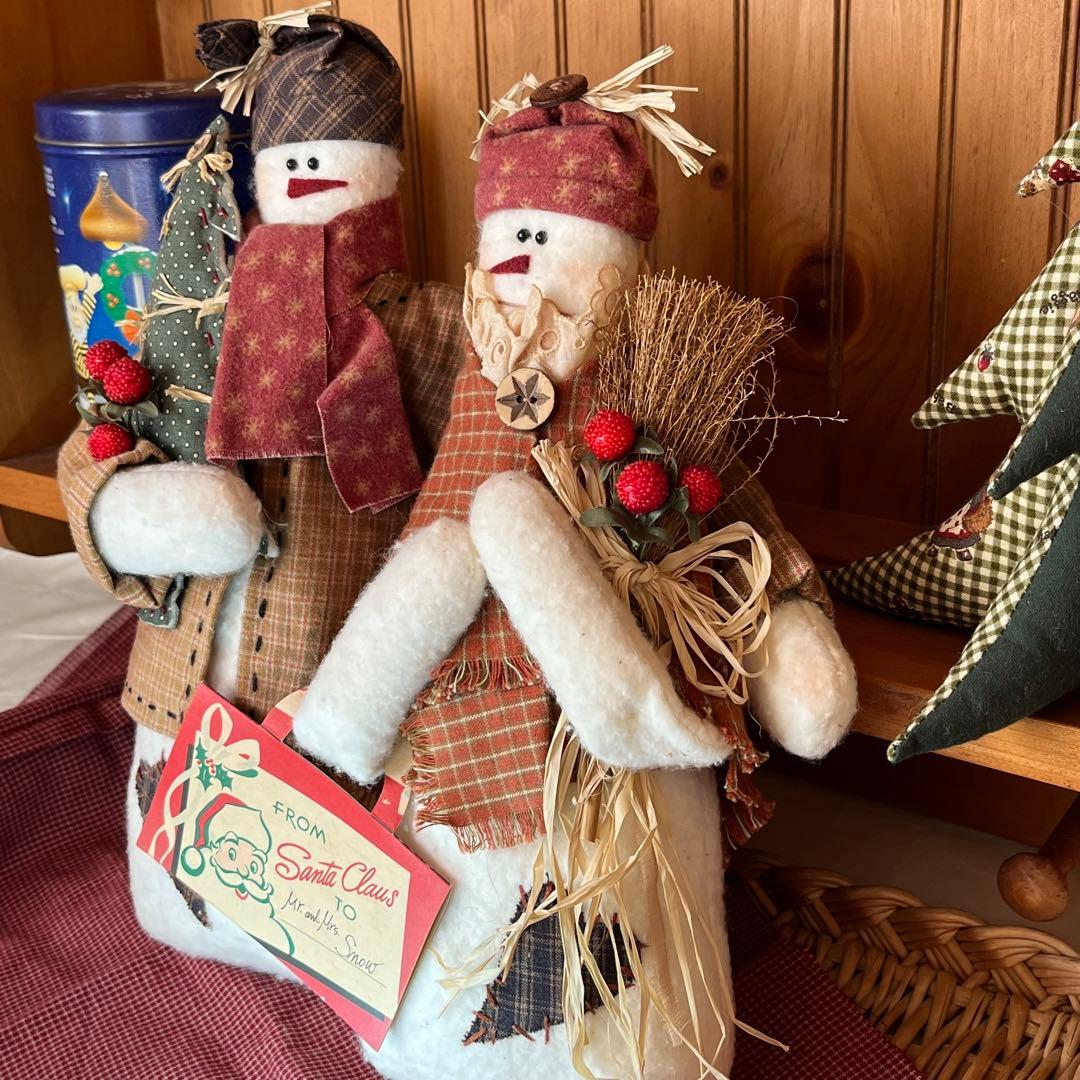 カントリードール　クリスマス　スノーマンペア　雑誌掲載ドール現品