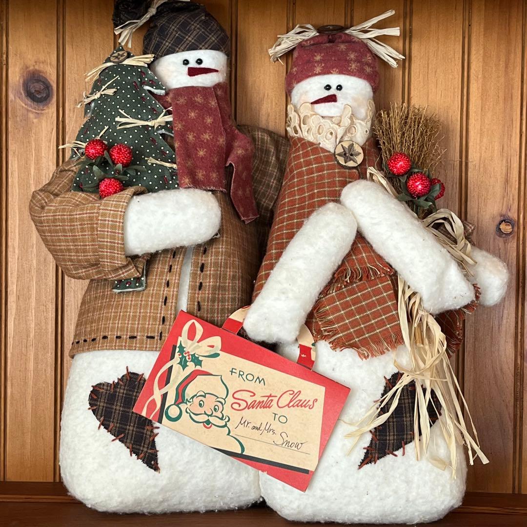 カントリードール　クリスマス　スノーマンペア　雑誌掲載ドール現品