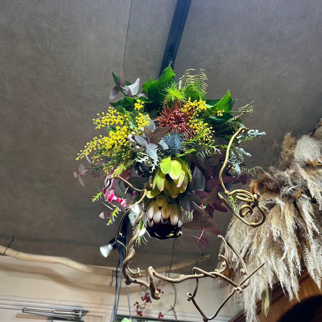 マディバとミモザの吊り下げスワッグ