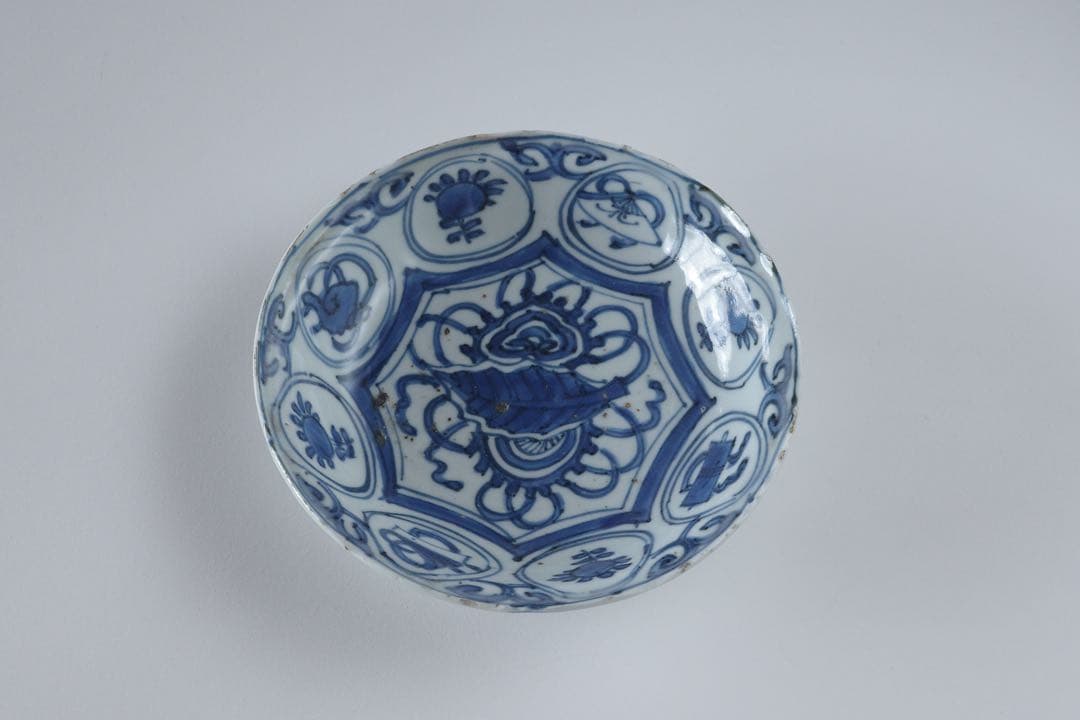 古染付 芙蓉手 小皿 明末 14.5cm 中国古陶磁