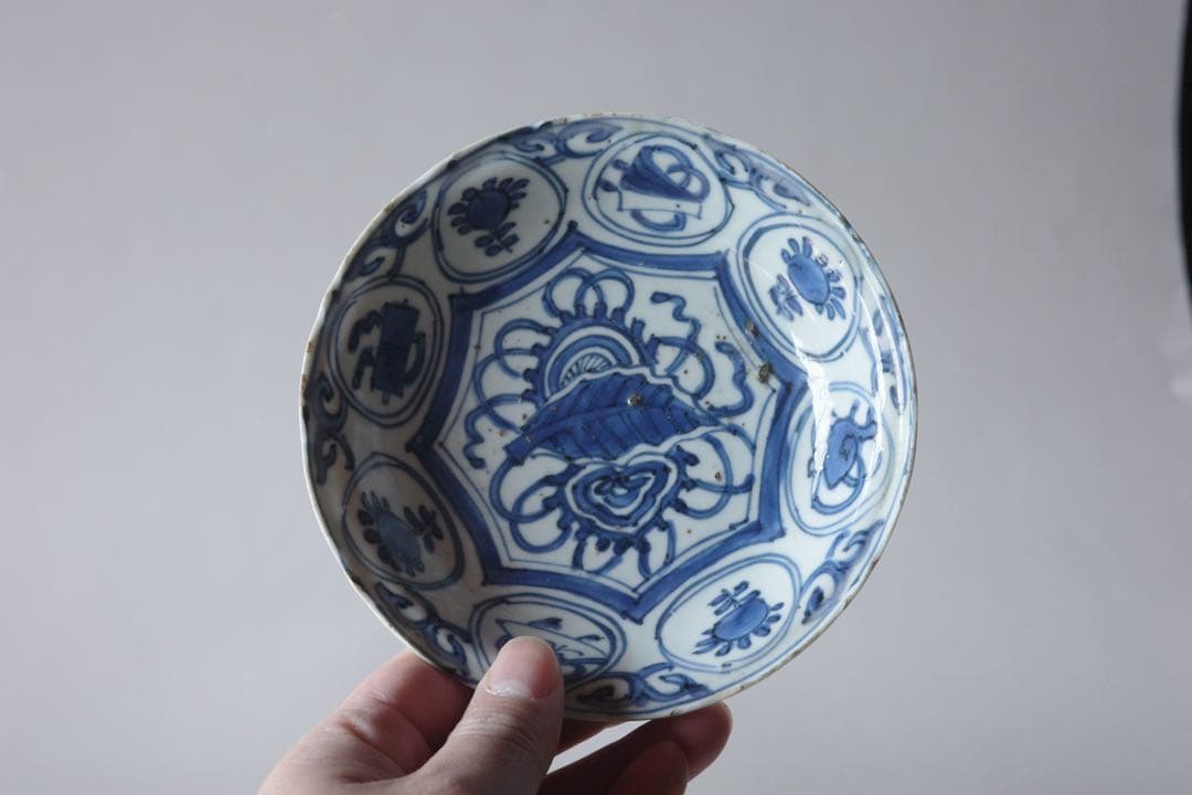 古染付 芙蓉手 小皿 明末 14.5cm 中国古陶磁