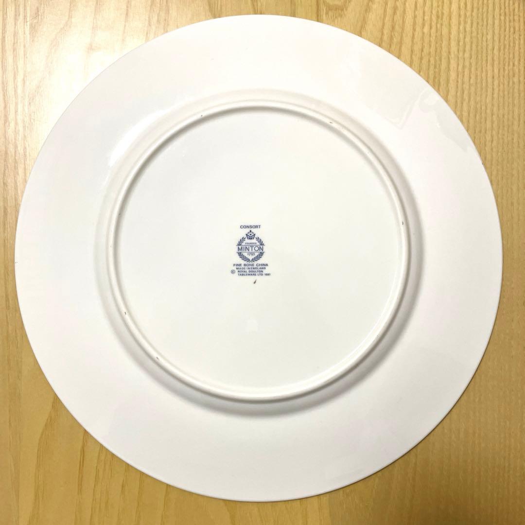 ミントン コンソート陶磁器製 青と白の花模様皿ディナープレート