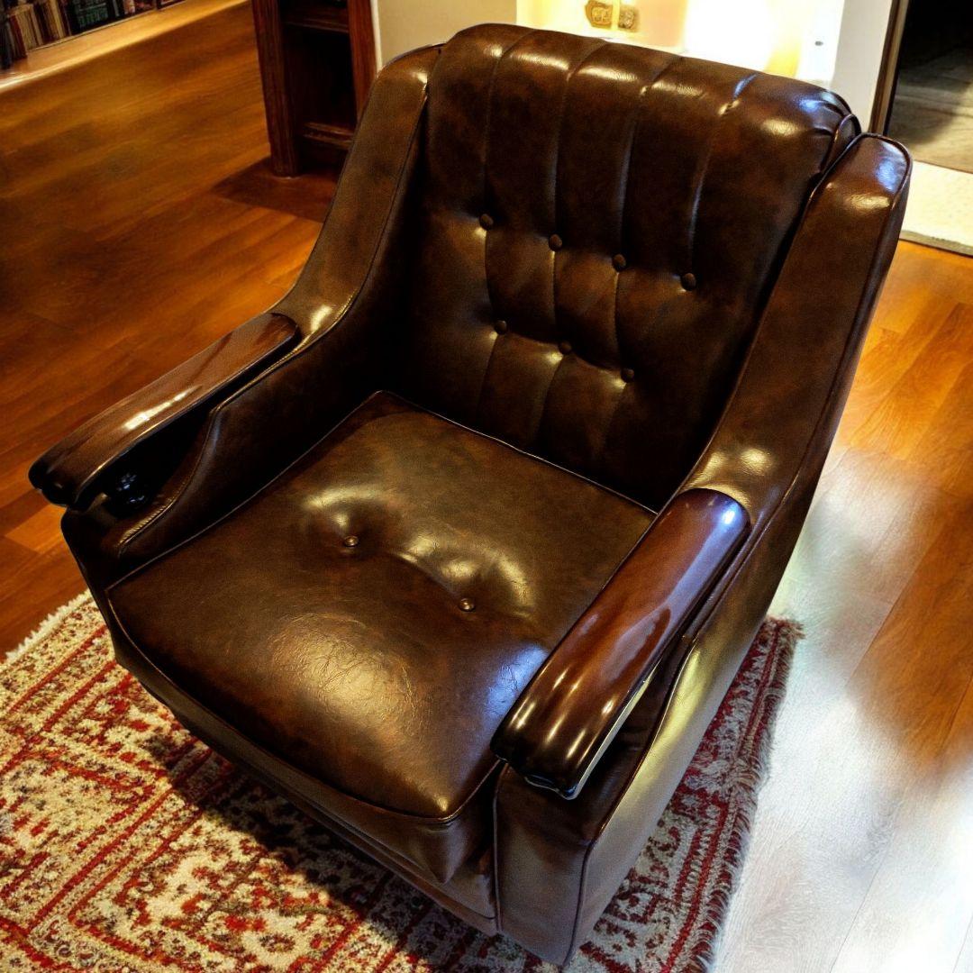 【美品】ヴィンテージソファ ミッドセンチュリー レザー ラウンドチェア