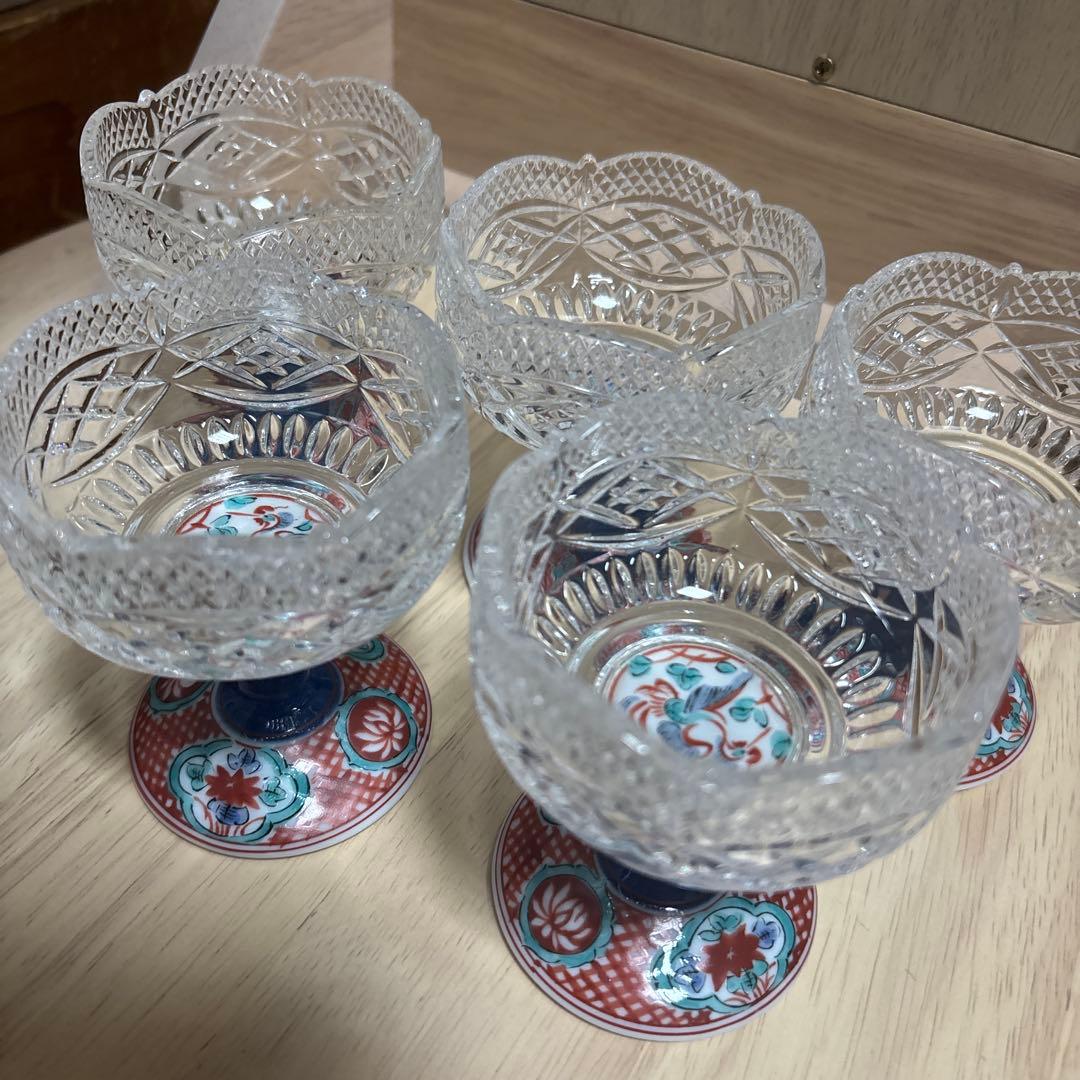 三洋陶器　龍峰窯 赤絵　高台小鉢　つみき 有田焼　切子　骨董　アンティーク