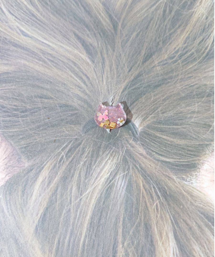 猫のカボション☆6個 z57 ピンク/ネコ/動物/ボタン/カボション