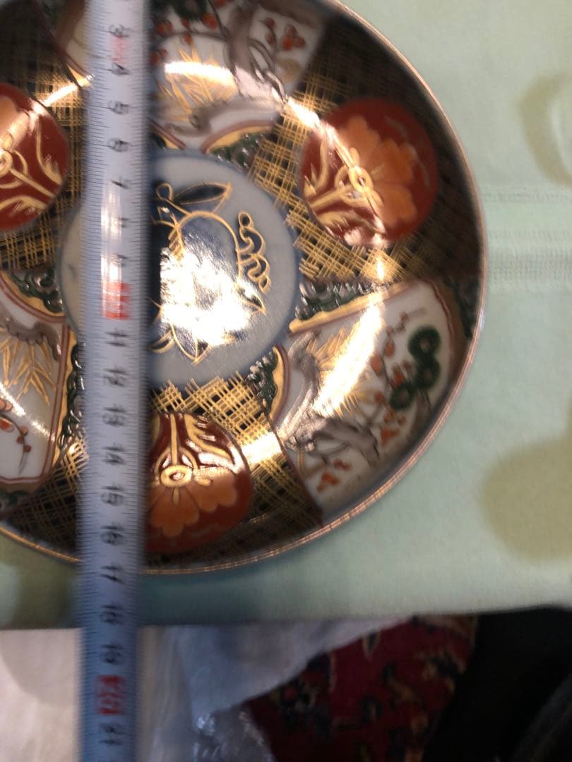 伊万里焼 染錦 松竹梅 中皿4枚 在銘 セット 美品