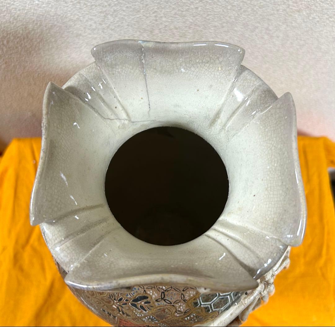 幕末　薩摩焼　金彩人物紋大瓶　高さ約41cm 共箱　送料込み250108