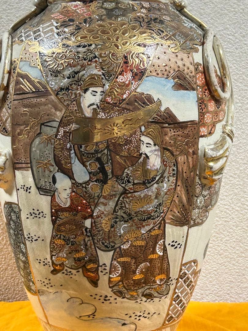 幕末　薩摩焼　金彩人物紋大瓶　高さ約41cm 共箱　送料込み250108