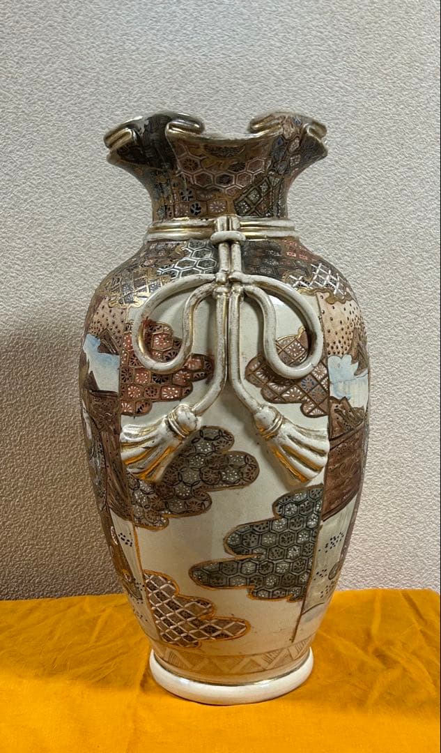 幕末　薩摩焼　金彩人物紋大瓶　高さ約41cm 共箱　送料込み250108