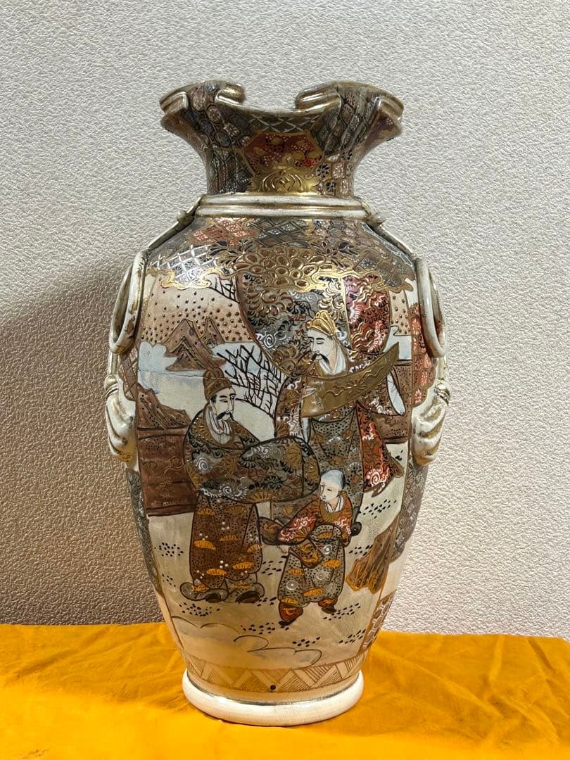 幕末　薩摩焼　金彩人物紋大瓶　高さ約41cm 共箱　送料込み250108