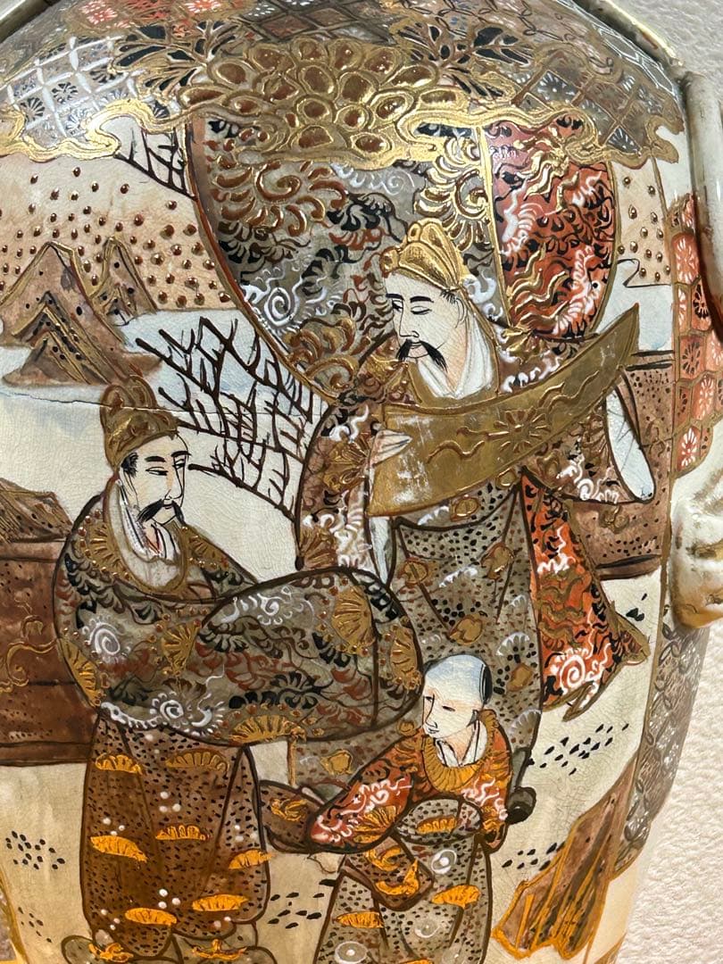 幕末　薩摩焼　金彩人物紋大瓶　高さ約41cm 共箱　送料込み250108