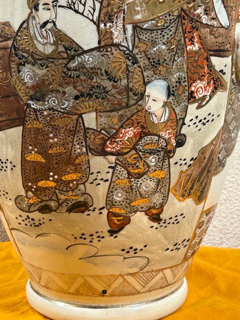 幕末　薩摩焼　金彩人物紋大瓶　高さ約41cm 共箱　送料込み250108