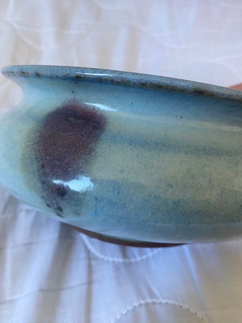 元代鈞窑鉢、香炉、紫斑釉变，青紫グラデーション 陶器ボウル