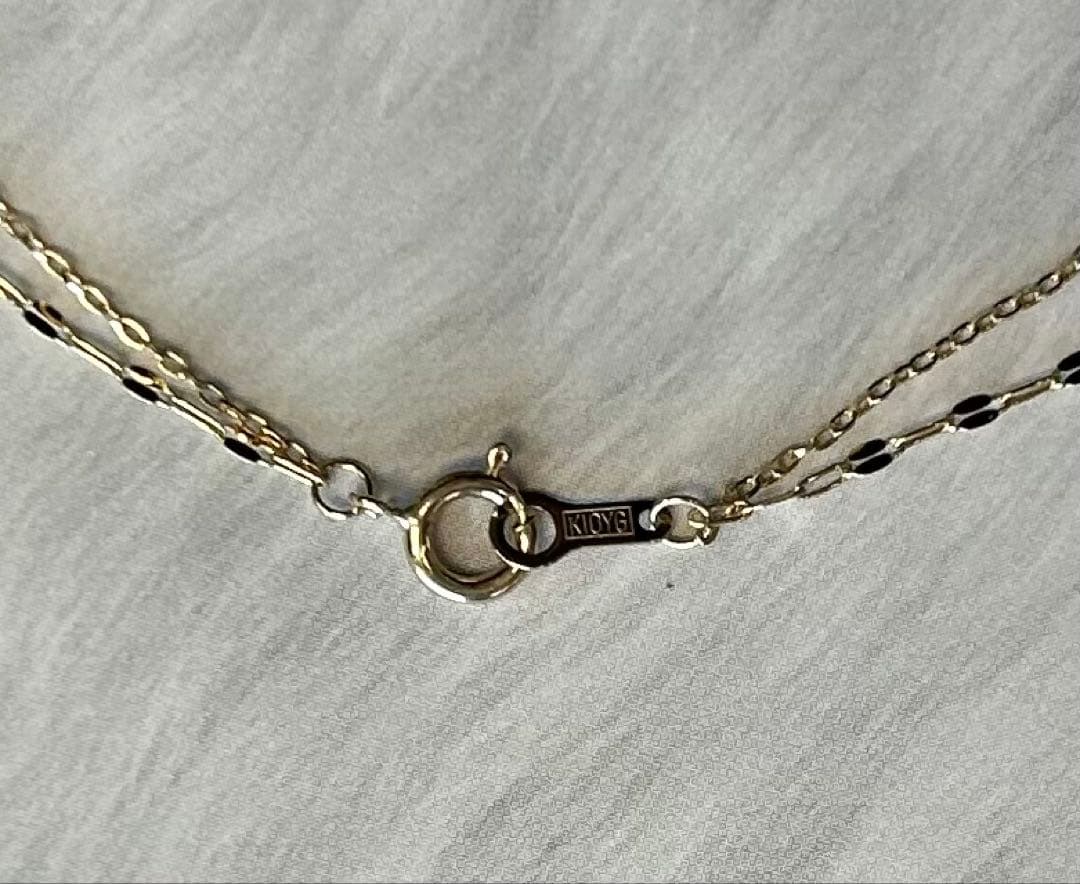 K10 2連ペタル＆アズキチェーンブレスレット　ゴールド　10金