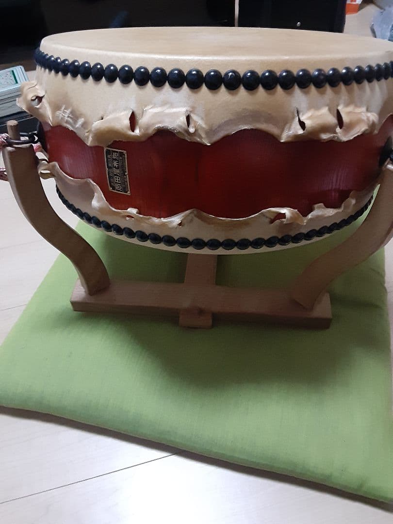 岡田屋 和太鼓 直径約40cm バチ付き