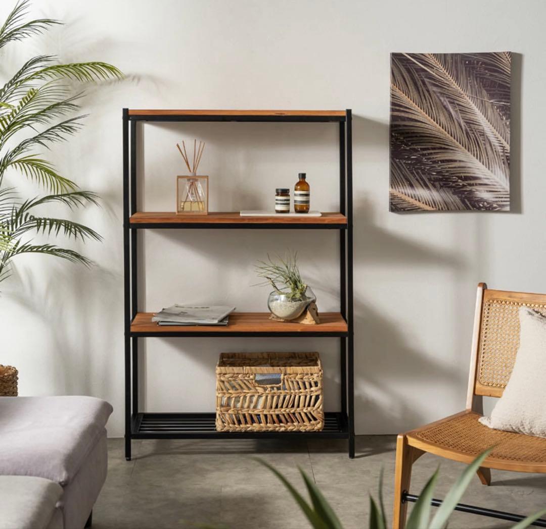 幅80 収納棚 木製　オープンラック 4段シェルフ TABAS ラック　北欧