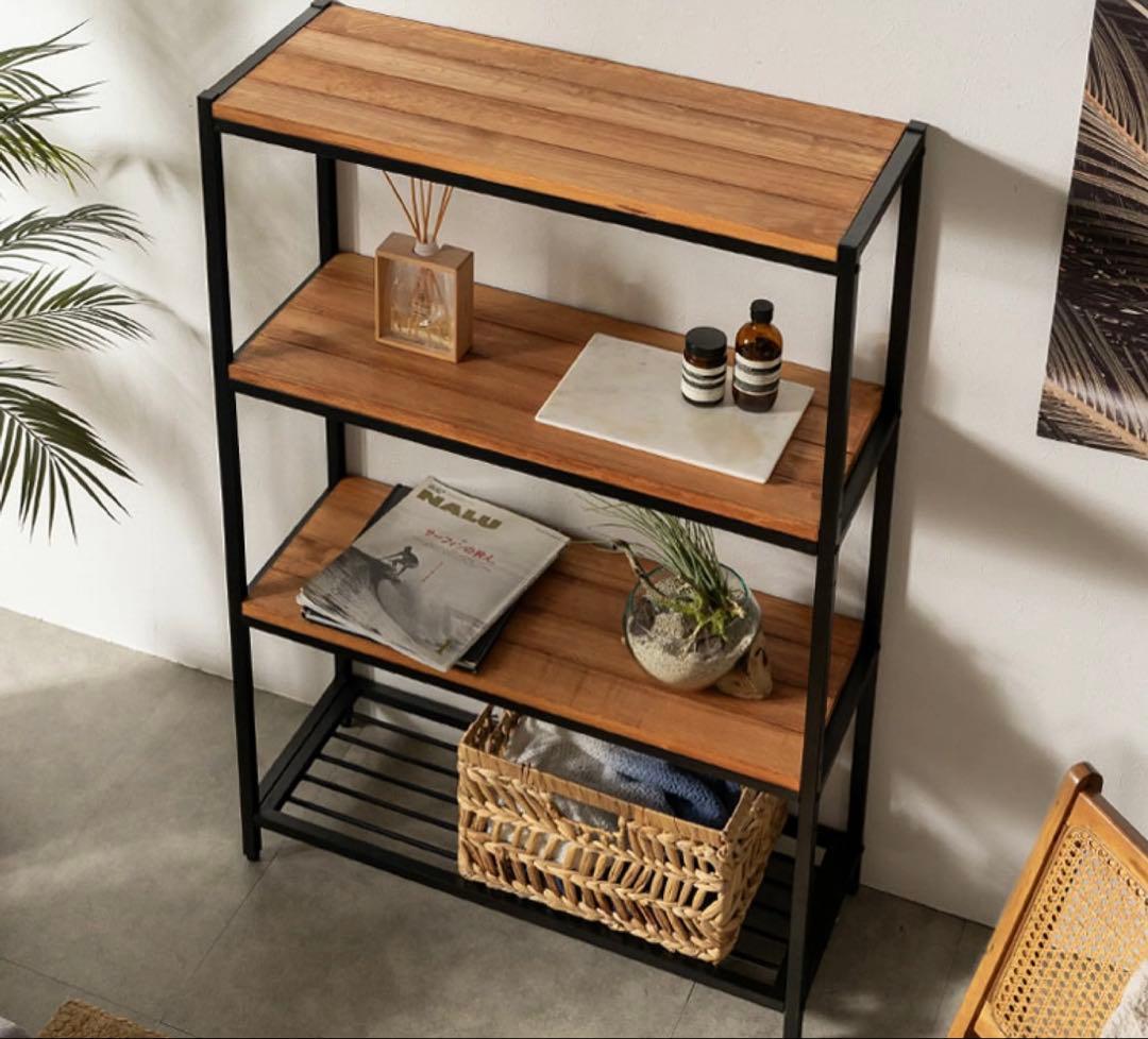 幅80 収納棚 木製　オープンラック 4段シェルフ TABAS ラック　北欧