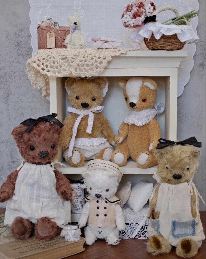 ヴィンテージライク テディベア ブラウンベア 海外作家様 ハンドメイド くま