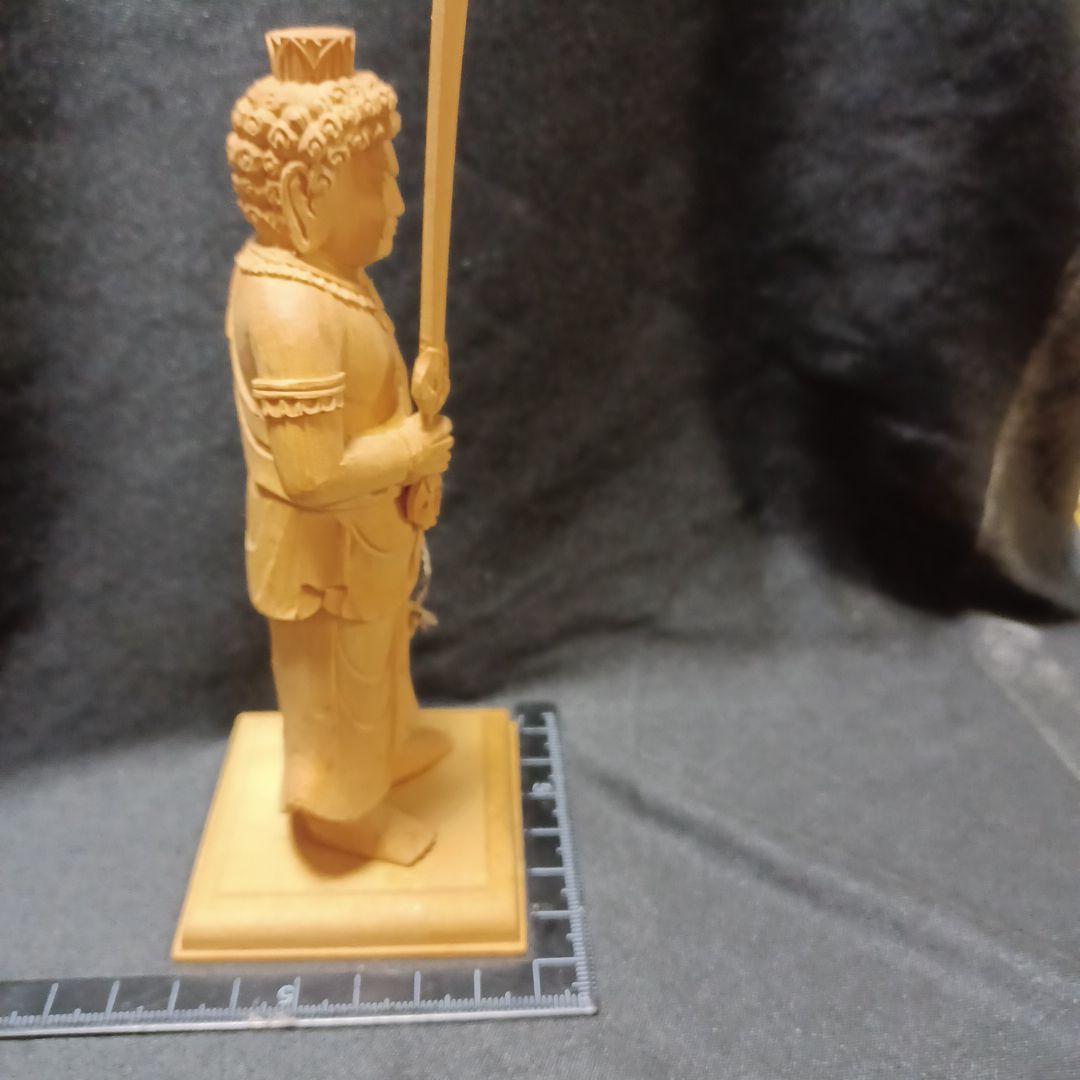 木彫仏像 不動明王　仏教美術 精密細工 　高さ14.5cm
