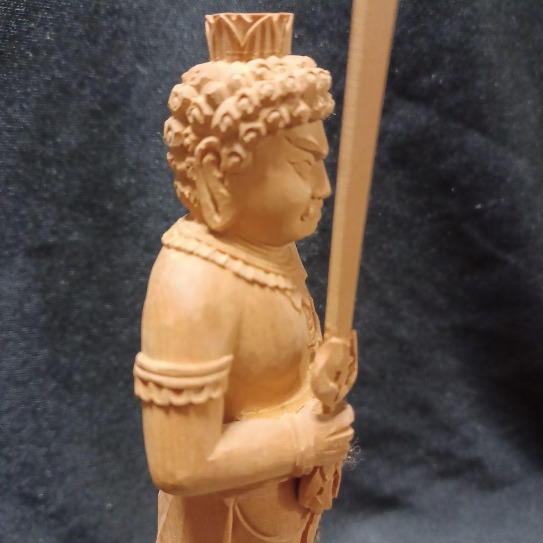 木彫仏像 不動明王　仏教美術 精密細工 　高さ14.5cm