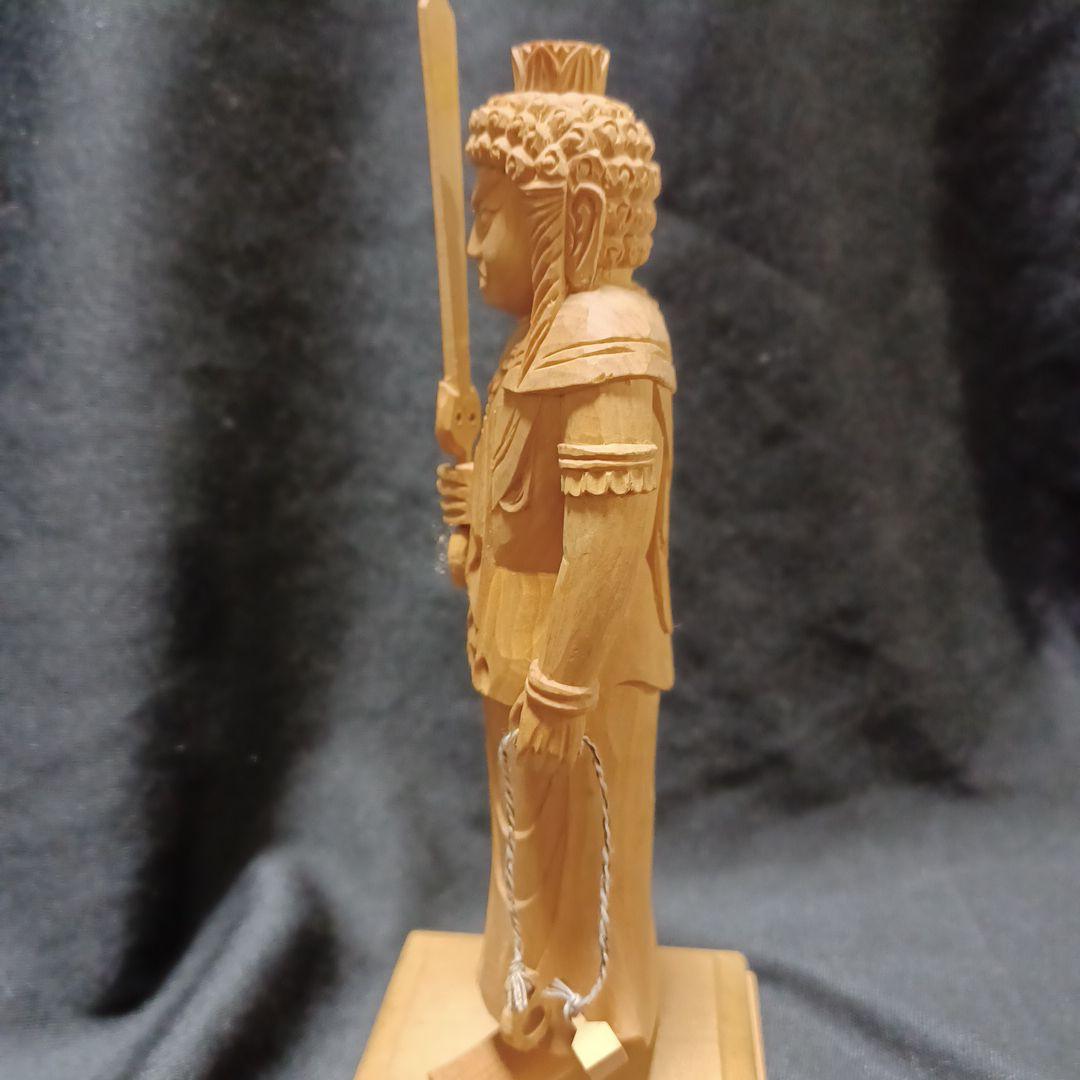 木彫仏像 不動明王　仏教美術 精密細工 　高さ14.5cm