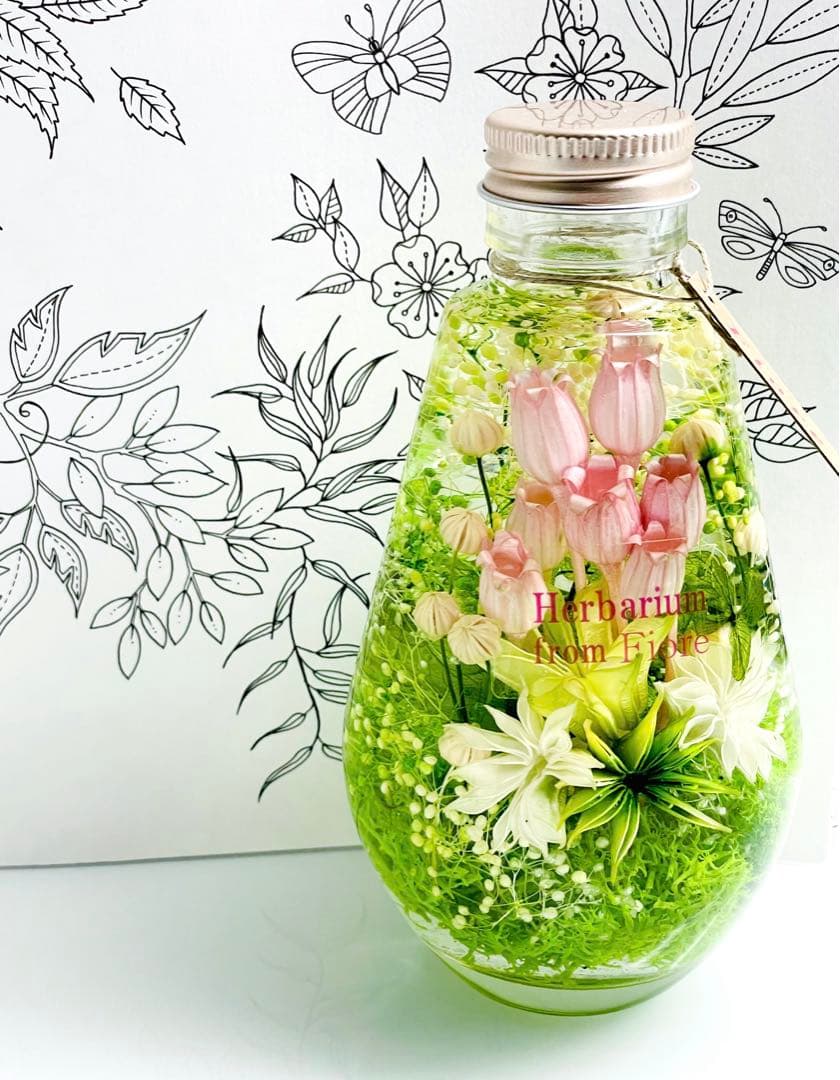 ハーバリウム　＊しずく＊　グリーンフォレスト  スウィートピンク　春待ち　②