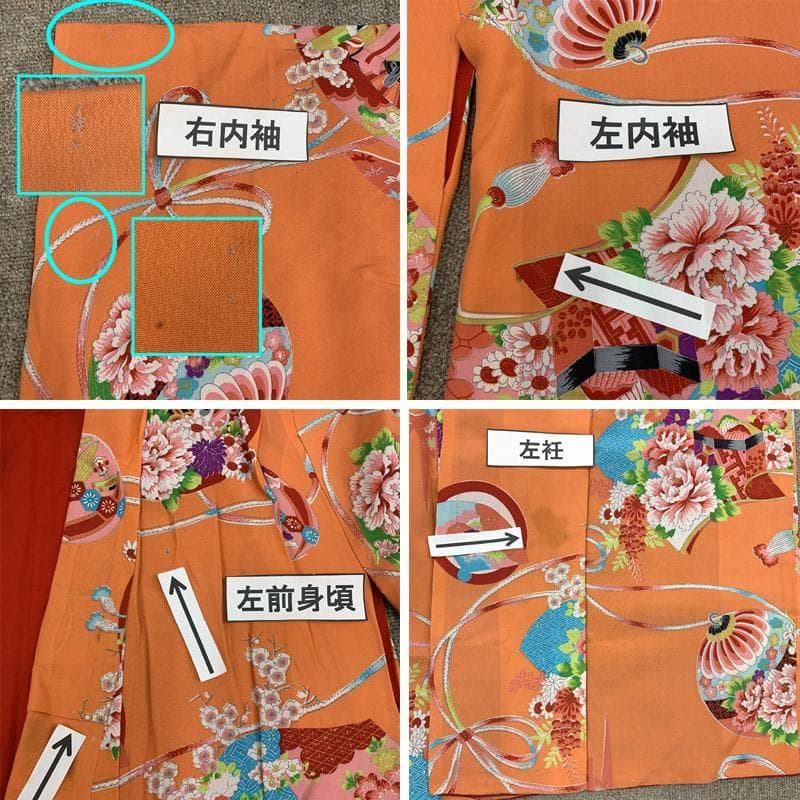 409ag74■七五三 7歳 アンティーク着物＆アンティーク丸帯■u