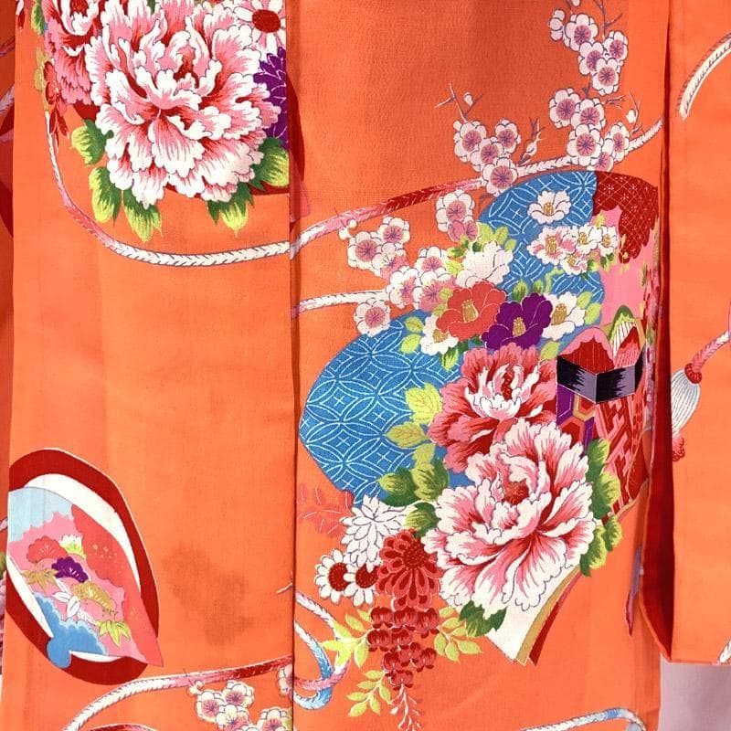 409ag74■七五三 7歳 アンティーク着物＆アンティーク丸帯■u