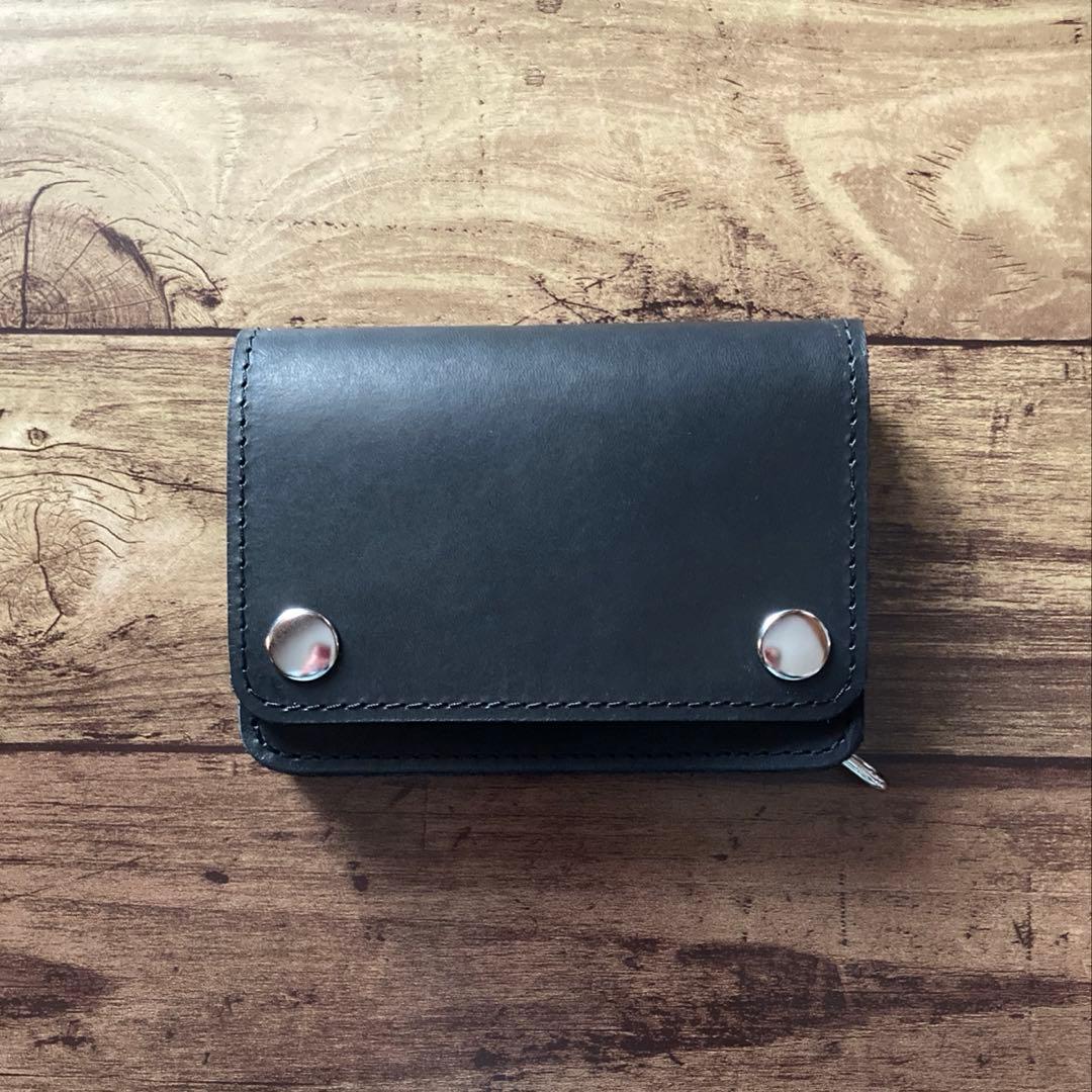 【お札を折らずに収納】ショートトラッカーウォレット ブラック【受注生産】