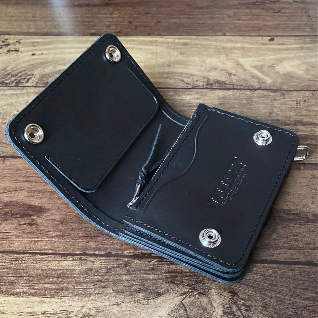 【お札を折らずに収納】ショートトラッカーウォレット ブラック【受注生産】