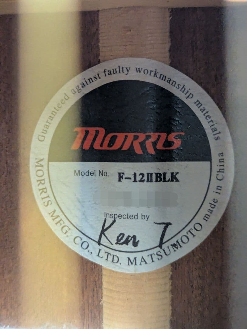 Morris F-12 IIトップ単板 2000年代後半製 ブラック