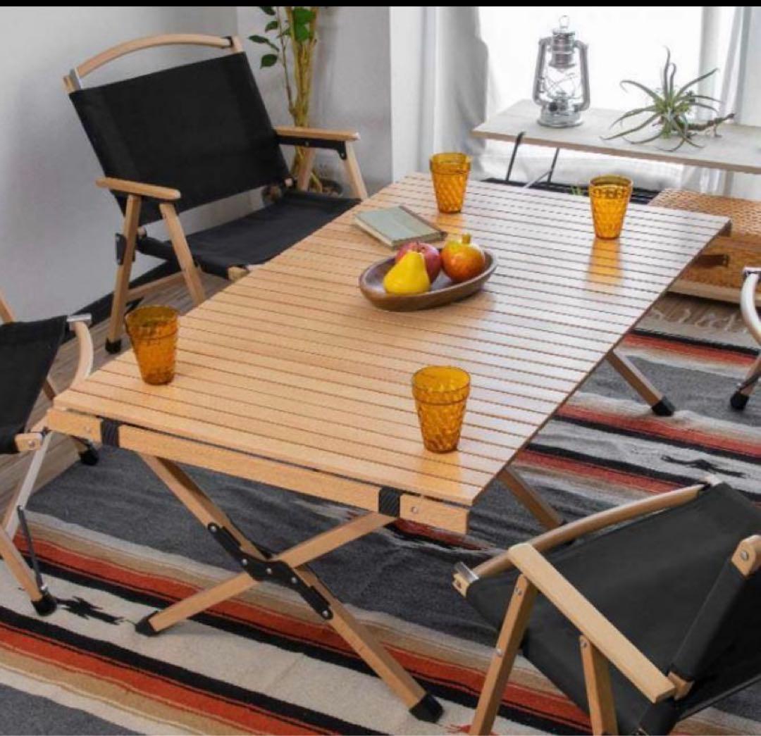 新品未使用品ウッドロールトップテーブル W120xD70xH45cm ナチュラル