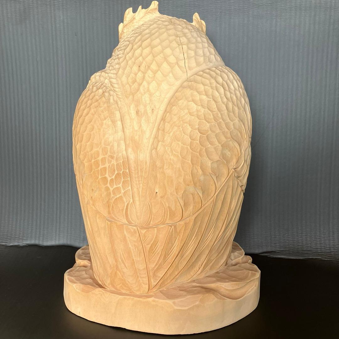 ふくろう（みみずく）　彫刻（木彫・天然木・無塗装）