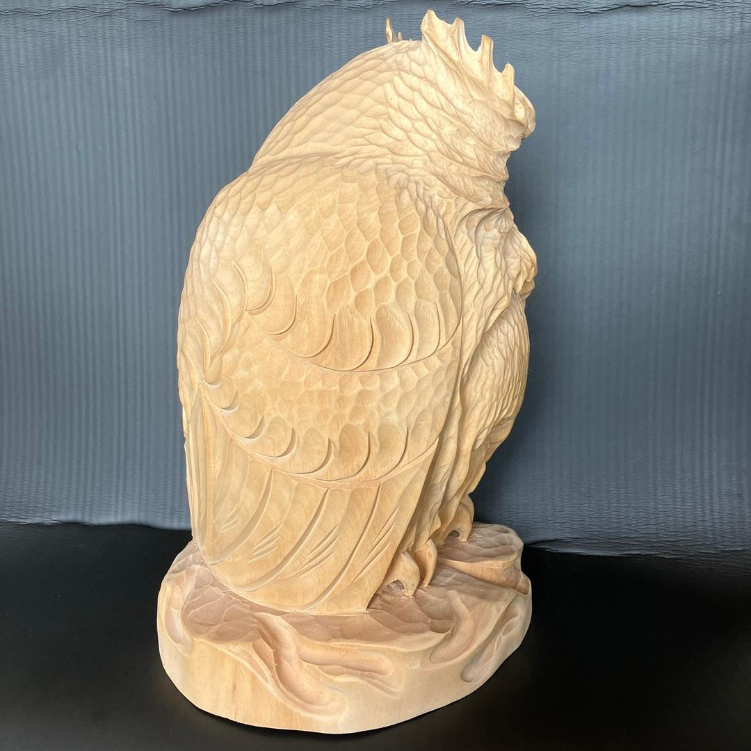 ふくろう（みみずく）　彫刻（木彫・天然木・無塗装）