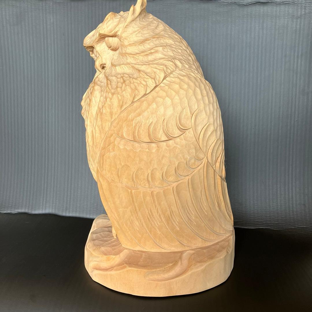 ふくろう（みみずく）　彫刻（木彫・天然木・無塗装）