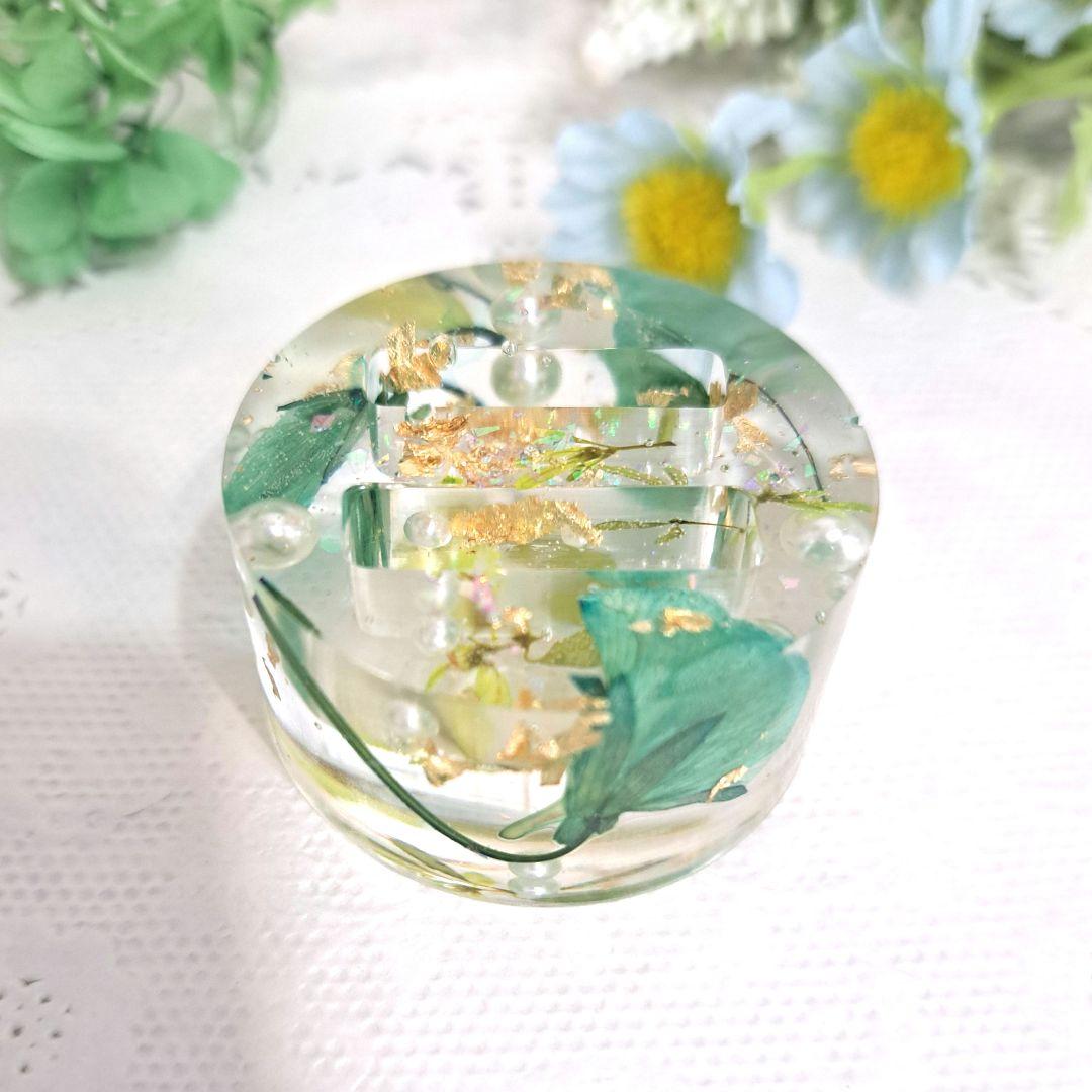 No.60 ブルー系＆ミントグリーン系✨固まるハーバリウムリングケース2個set