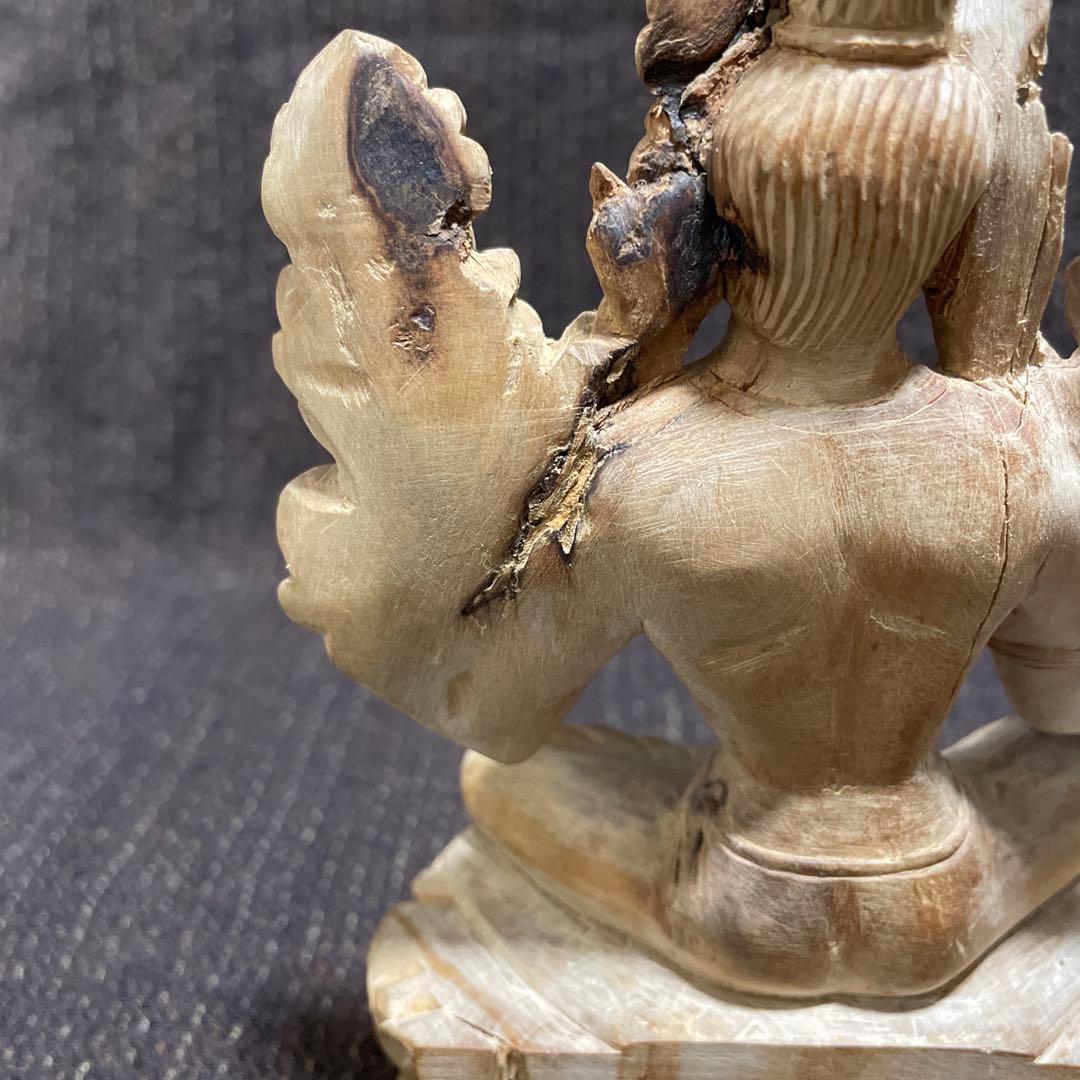 緑多羅菩薩 仏像 白檀 木彫り骨董